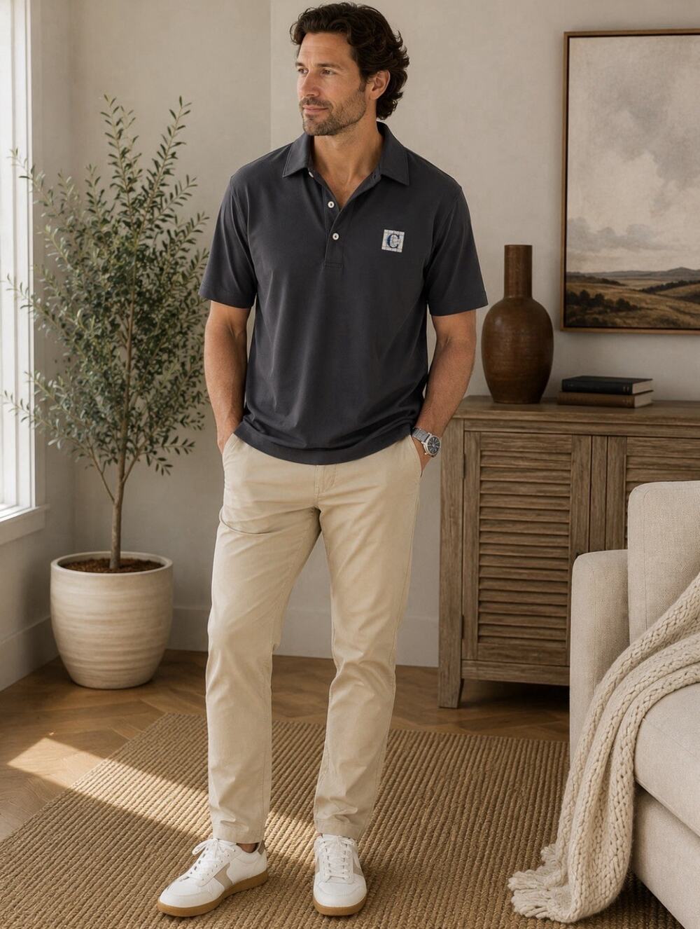 Peter Millar Gray Summer Comfort Performance Polo Shirt Mens Large L